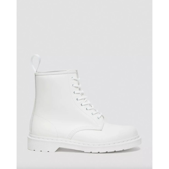 Doc Martens Unisex 1460 Mono White Smooth Leather Lace Up Boots - Picture 3 of 16